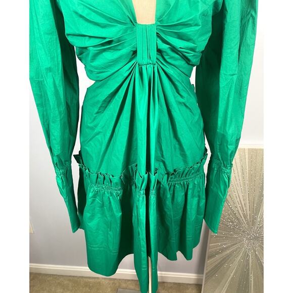 A.L.C. Alexia Cutout Cotton Poplin Tiered Viridian Green Mini Dress Size 6 - Picture 8 of 12